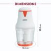 Borosil 260W Glass Chopper – Low noise, stainless steel & whisking blades. - Image 2
