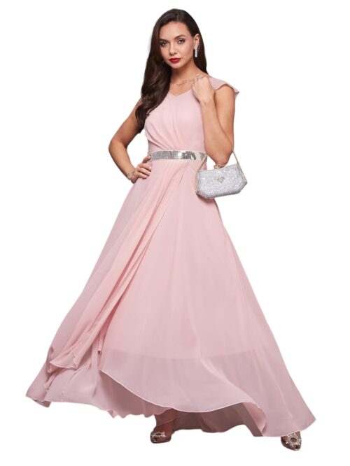 Women's Blue V-Neck Maxi Dress